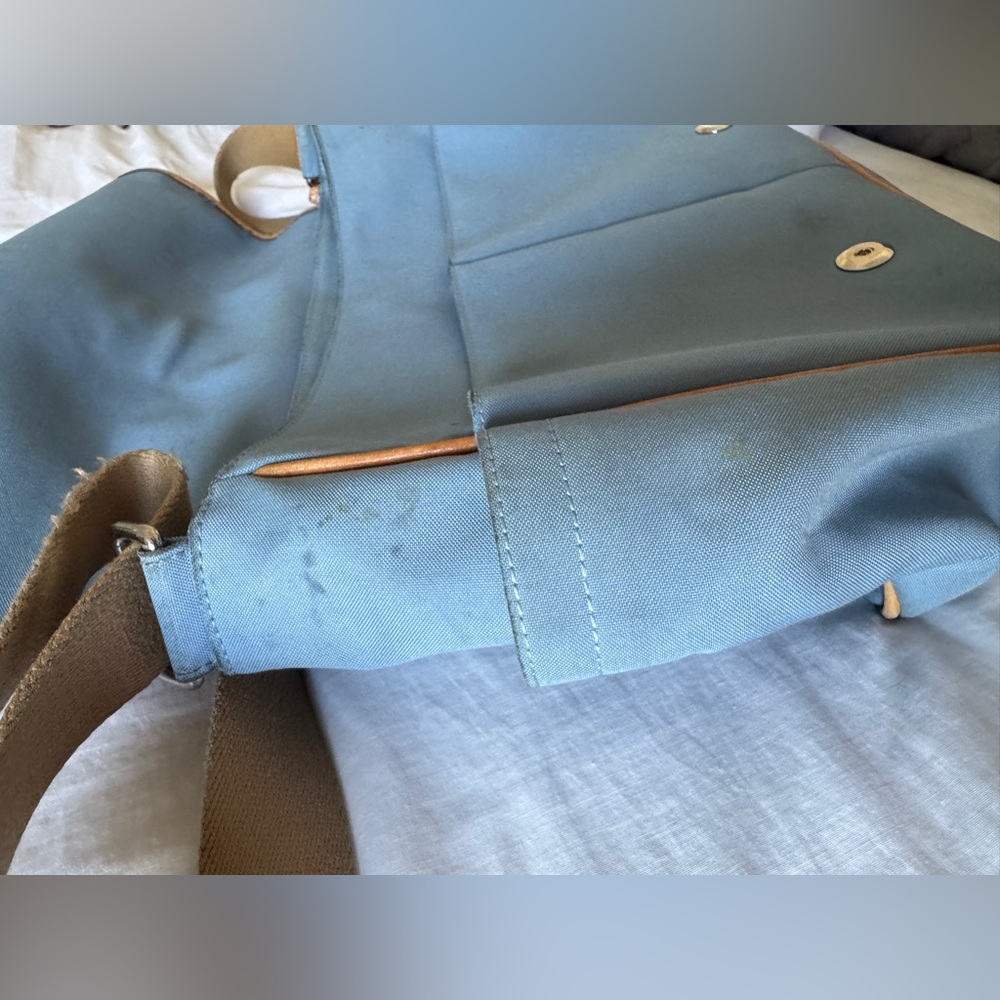 Vintage Coach Transatlantic Messenger Bag Blue with Tan Leather - Picture 8 of 12